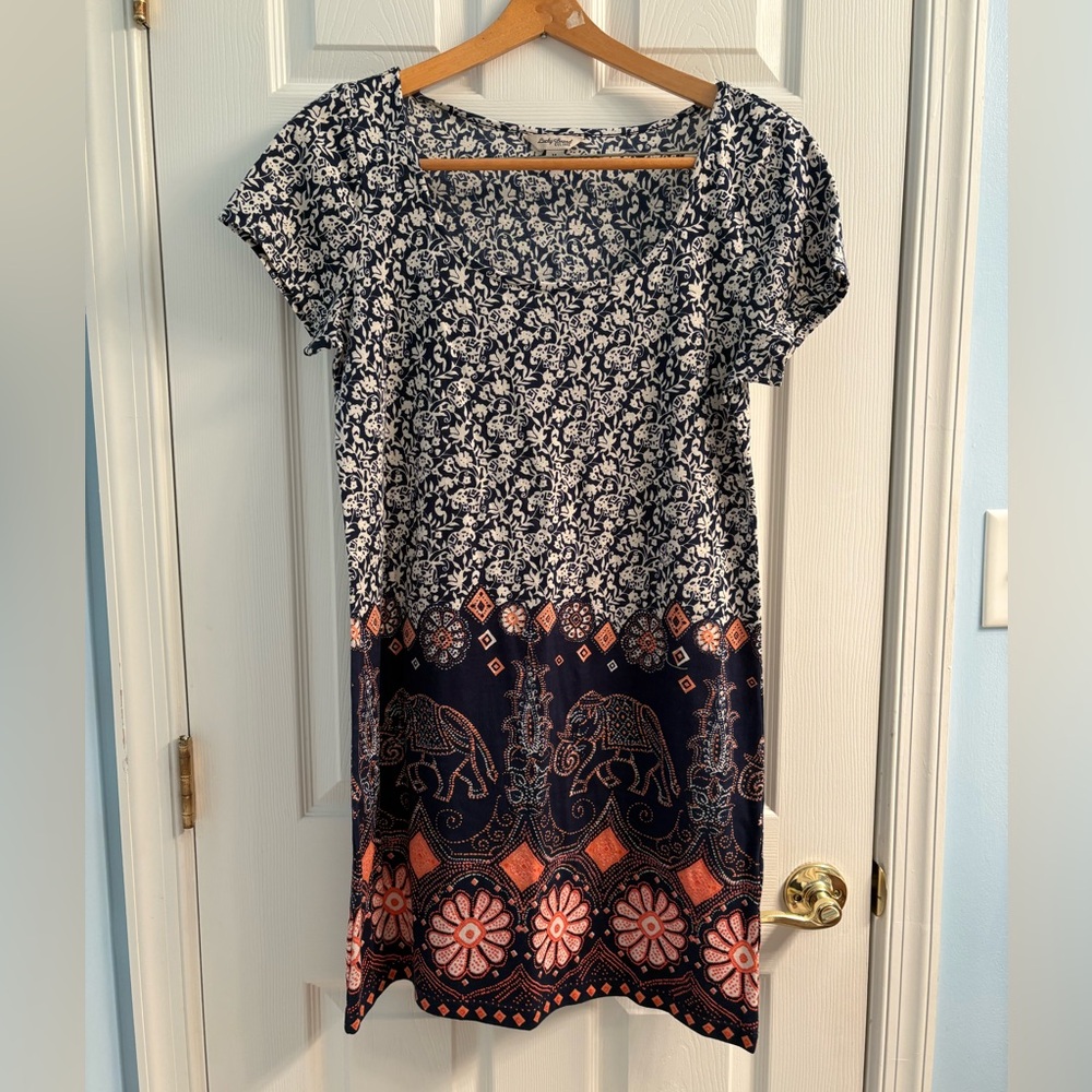 (NWOT) Lucky Brand Navy and Coral Mini Dress in size M